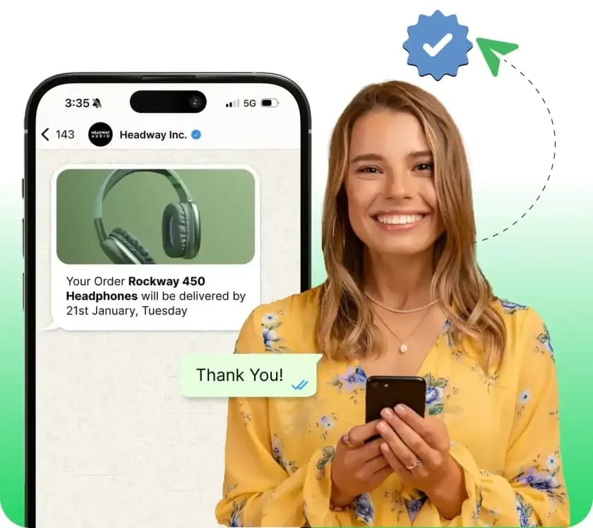 Official WhatsApp blue tick verification example